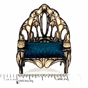 KIT Art Nouveau Love Seat Kit, Laser Cut and Engraved in quarter scale 1:48 Dollhouse LC262