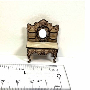 KIT French Rococo Vanity or Desk, 1:48, quarter scale dollhouse miniature, DIY. laser cut and engraved  LC237