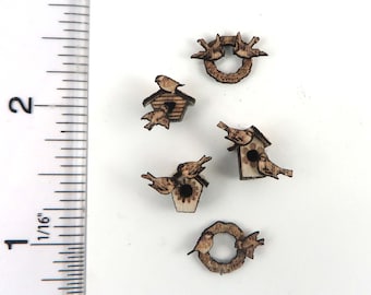 KIT Bird Houses and Birds Decor Kit, Laser Cut and Engraved quarter scale kit, 1:48, LC122, Dollhouse