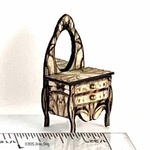 KIT Art Nouveau Mirrored Dresser KIT, 1:48, quarter scale dollhouse miniature LC260