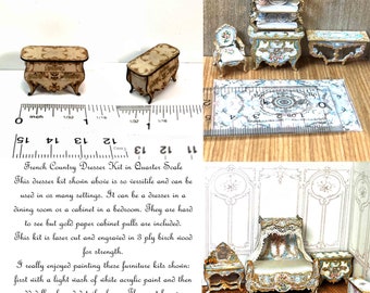 KIT French Dresser KIT, 1:48, quarter scale dollhouse miniature, laser cut and engraved  LC210
