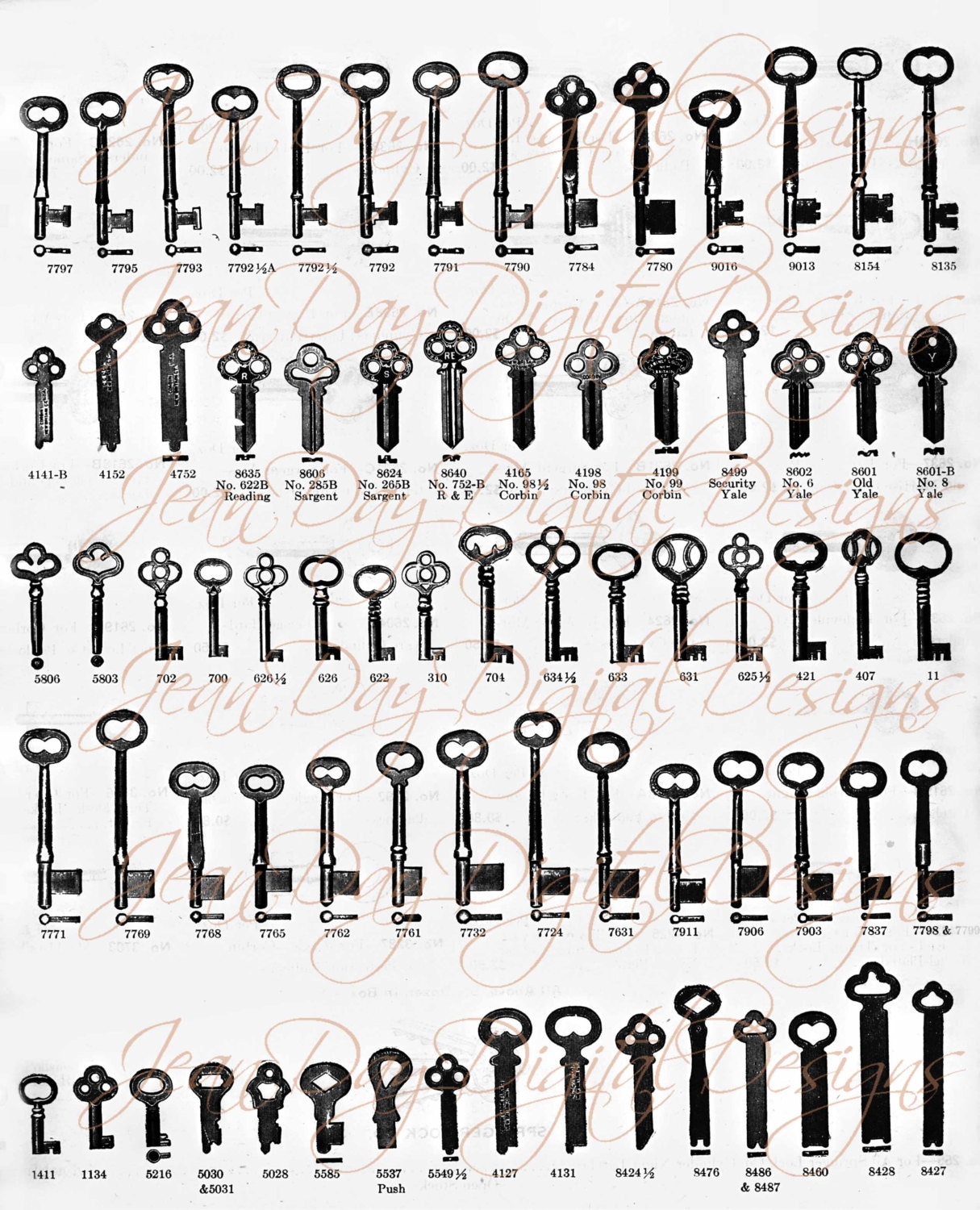 Keys From My Antique Catalogue Page 1923 Page Scan CA001 Etsy