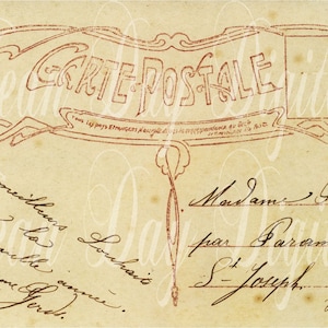 Carte Postale - Art Nouveau  header and script - French Postcard - Photo Scan - Instant Digital Download- FrA041
