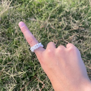 white seed bead ring