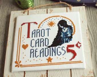 Tarot Card Readings Cross Stitch Pattern pdf, Mystical Halloween Cross Stitch