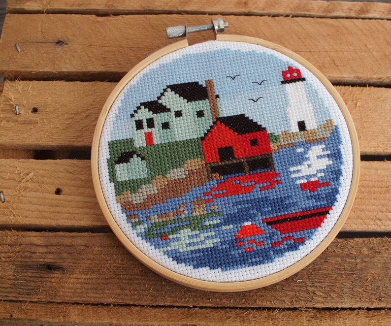 Fishing Village Cross Stitch Pattern Pdf Nova Scotia Etsy Canada