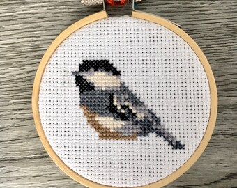 Chickadee Cross Stitch Pattern pdf, Easy DIY Bird Lover Gift