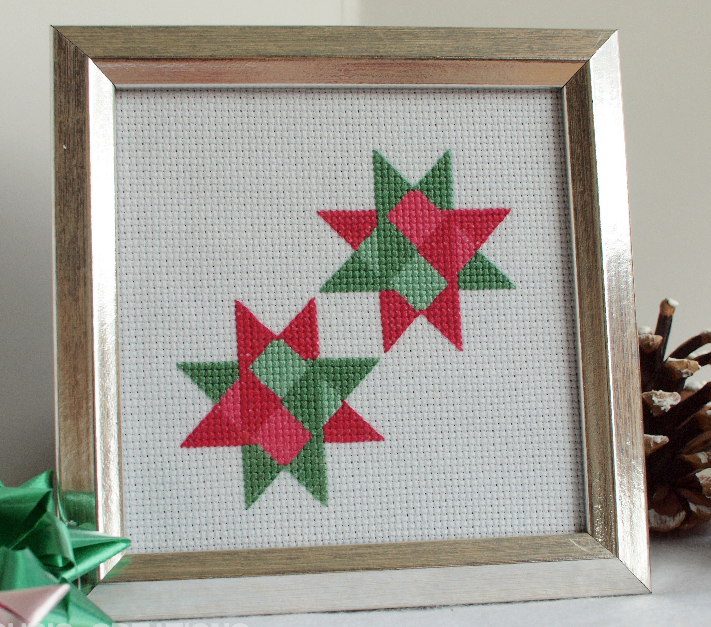 Christmas Stars Cross Stitch Pattern pdf Geometric Stars Etsy