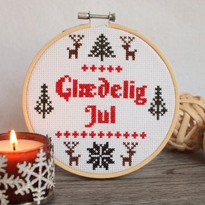 Danish Christmas Cross Stitch Pattern pdf, Glaedelig Jul, Hygge Decor