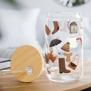 Fall Leaves Autumn Cozy Rainy Day Libbey Sipper Glass, 16oz