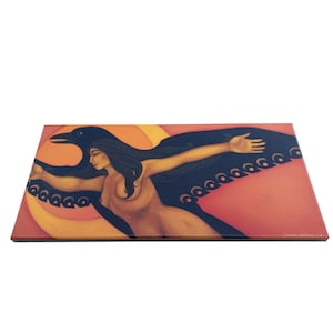 Spirit Guide Raven Crow Ethnic Goddess - Stretched Canvas Giclee Print of Original Painting by Tamara Adams