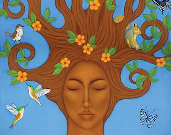 Tree of Life Goddess - Tree Spirit Giclee Print of Original Painting - Ethnic Wall Art and Home Decor by Tamara Adams