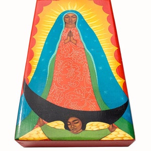 Virgen de Guadalupe Art - PRINT of Original Painting on Wood Block - Mexican Inspired Wall Art by Tamara Adams
