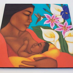 Breastfeeding Nursing Mother and Child - Ethnic folk Art Print of Original Painting by Tamara Adams