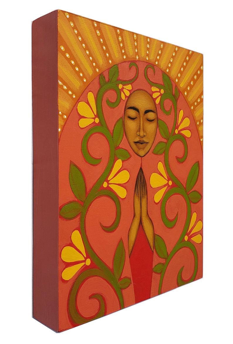 Virgin Mary Black Madonna Acrylic Folk Art Original Painting Home Decor by Tamara Adams