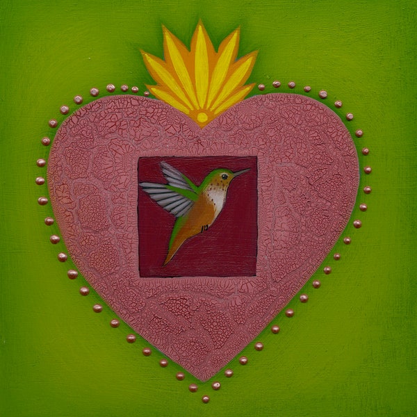 Hummingbird Heart - Art Print of Mixed Media Print of Painting by Tamara Adams