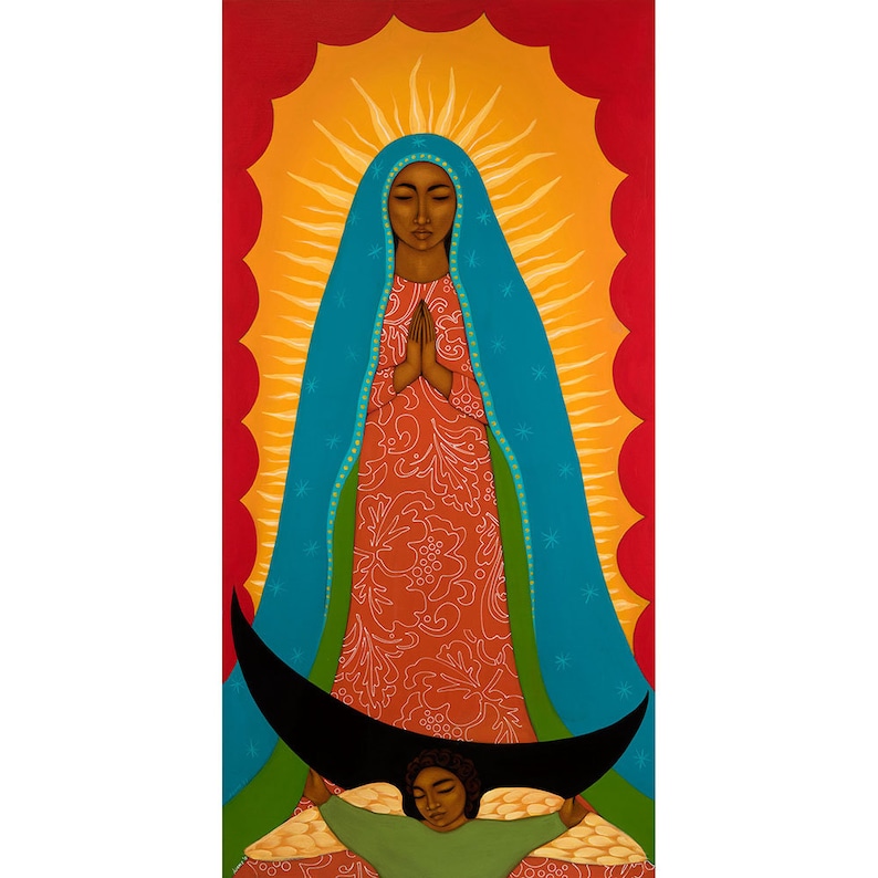 Virgen De Guadalupe Paper Giclee Wall Decor Art Print Of Original Painting By Tamara Adams