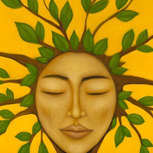 Tree Spirit Goddess Art Portrait - Canvas Giclee Print of Original ...