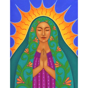 Virgin Mary Madonna Folk Art Original Prayer Painting - Wall Art and Home Decor by Tamara Adams
