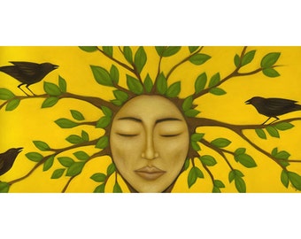Tree Spirit Goddess Paper Giclee Wall Decor Art Print of Original Painting by Tamara Adams