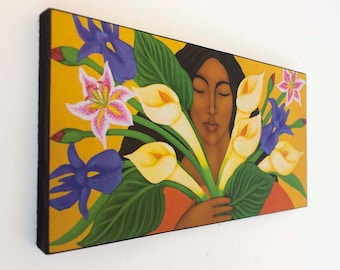 Mexican Folk Art Inspired Print of original Flower Seller Painting - wall art and home decor by Tamara Adams