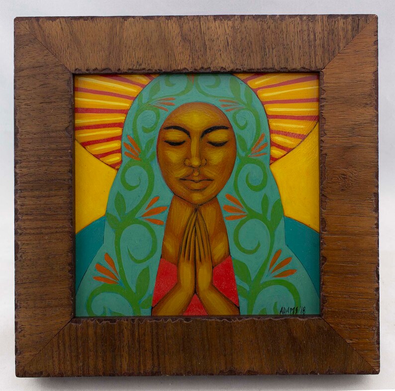 Original Acrylic Painting Virgen De Guadalupe Mexican Inspired Folk Art Wall Decor Hanging By Tamara Adams