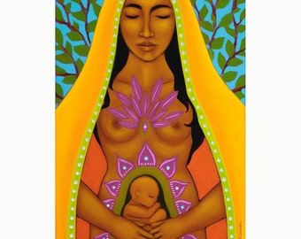 Sacred Motherhood and Birth Art - Giclee Print of Acrylic Painting - Doula & Midwifery Art by Tamara Adams