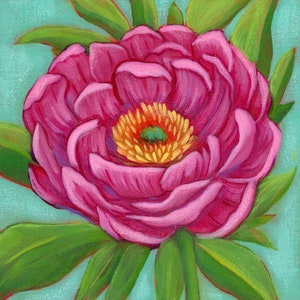 Pink Peony - Paper Giclee Print of Original Painting - Floral Wall Art and Home Decor by Tamara Adams