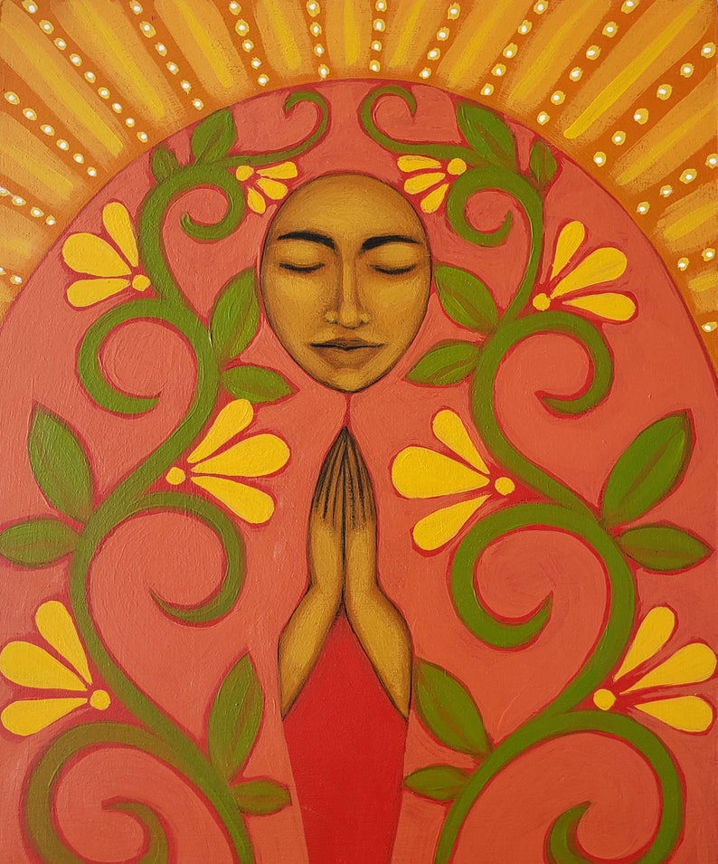 Virgin Mary Black Madonna Acrylic Folk Art Original Painting Home Decor by Tamara Adams