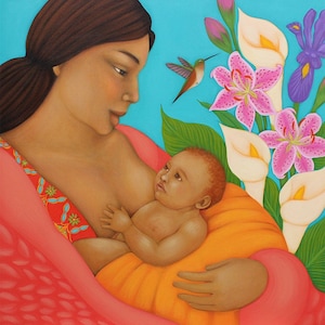 Nursing Mother and Child - Paper Giclee Print of Original Painting - Midwifery Wall Art and Home Decor by Tamara Adams