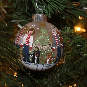 Family Christmas Ornament Personalized with Candy Stripe Scarves Design SMALL Ornament image 4