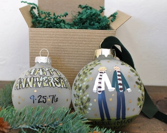 Anniversary Ornament Personalized Hand Painted