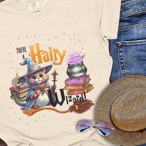 Cat Wizard Tee, Magical Animal Tshirt, Cute Funny Graphic Tee, Cute Halloween Shirt, Hairy Wizard Shirt, Halloween Animal T-shirt