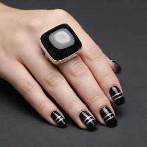 Zwarte Onyx Ring 925 Zilver Vierkante Cabochon | Grote Statement Boho Ring | Handgemaakte Edelsteen Ring Minimalistisch