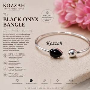 Handmade Black Onyx Sterling Silver Cuff Bangle