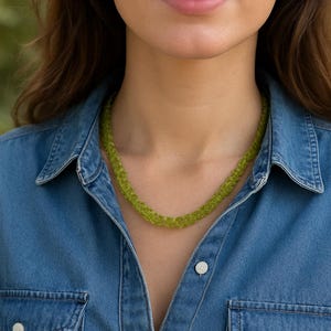Peridot Necklace, Green Gemstone Jewelry, Natural Stone Necklace, Handmade Beaded Necklace, Handmade Necklace, Gift for Her, Natural stone