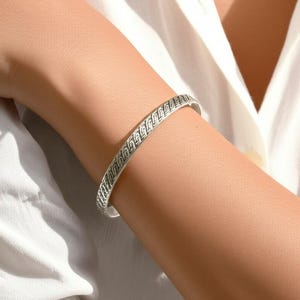 Sterling Silver Braided Bangle | Woven Pattern Bangle | Unisex Everyday Bracelet | Handmade Braided Silver Bracelet | Gift for her