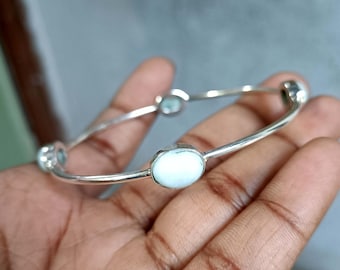 Larimar-armband, handgemaakte armband, sierlijke armband, natuurlijke larimar, 925 zilveren armband, edelsteenarmband, vrouwenarmband, larimar-sieraden, cadeau haar