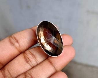 Anello in quarzo fumé, anello fatto a mano, anello boho, anello in argento 925, quarzo naturale, anello con pietra preziosa, anello importante, gioielli in quarzo, regalo per lei