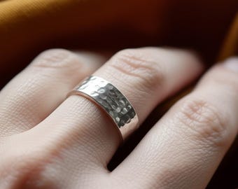 Hammered Sterling Silver Ring | Textured Silver Band, Minimalist Silver Ring | Hand Hammered Band, Everyday Sterling Silver Ring | Gift her