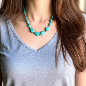 Turquoise necklace, Turquoise bead necklace, Dainty turquoise necklace, Antique turquoise necklace, Real turquoise necklace, Gift for her
