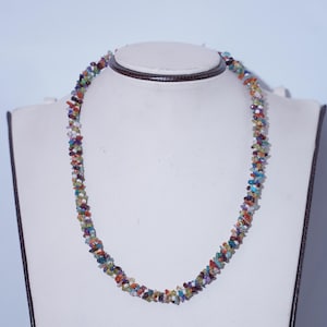 Multi stone necklace, Multi stone jewelry, Multi color, Stone necklace, Multi color necklace, Stone bead necklace, Tiny stone necklace, Gift