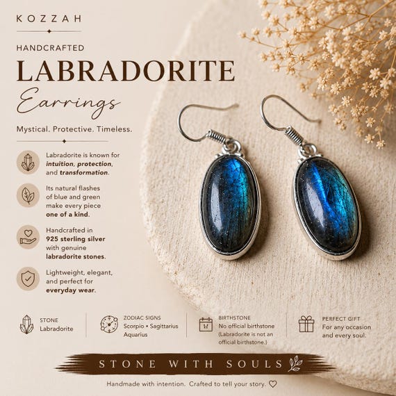 Labradorite Earring, Handmade Earring, 925 Silver Earring, Natural Labradorite, Gemstone Earring, Dainty Earring, Labradorite Jewelry, Gift