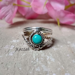Turquoise Ring, 925 Silver Ring, Women Ring, Natural Turquoise, Gemstone Ring, Turquoise Jewelry, Handmade Ring, Dainty Ring, Boho Ring