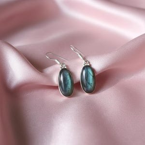 Labradorite Earring, Handmade Earring, 925 Silver Earring, Natural Labradorite, Gemstone Earring, Dainty Earring, Labradorite Jewelry, Gift image 13