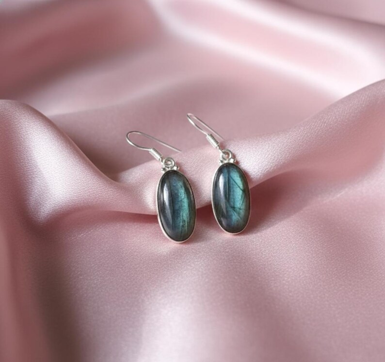 Labradorite Earring, Handmade Earring, 925 Silver Earring, Natural Labradorite, Gemstone Earring, Dainty Earring, Labradorite Jewelry, Gift image 13