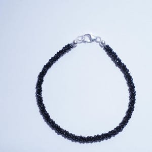Black Spinel Bracelet, Natural Spinel Bracelet, Handmade Bracelet, Spinel Jewelry, Black Jewelry, Gift for her, Black spinel, SilverBracelet