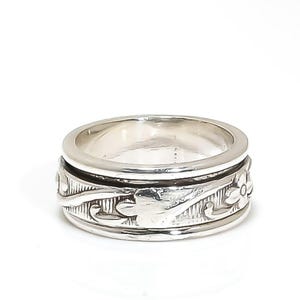 Anillo de poder floral caprichoso, anillo giratorio, anillo antiestrés, anillo de ansiedad, anillo para TDAH, anillo giratorio de plata, anillo de uso diario, anillo de flores, regálele