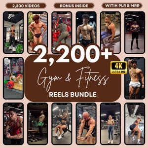 2,200+ Gym and Fitness Reels | Viral Workout Clips for Social Media | Instagram, TikTok and YouTube Content | MRR and PLR Rights Included
