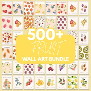 Fruit Wall Art Prints: Watercolor Citrus, Boho Kitchen Decor (Digital Download Bundle 500+)